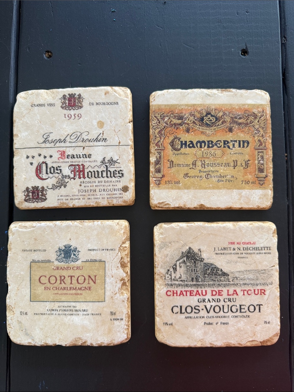 Wine marble Coasters - Neutral Beige Set of 4